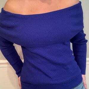 Worthington Off The Shoulder Sweater Dark Blue | Size XL